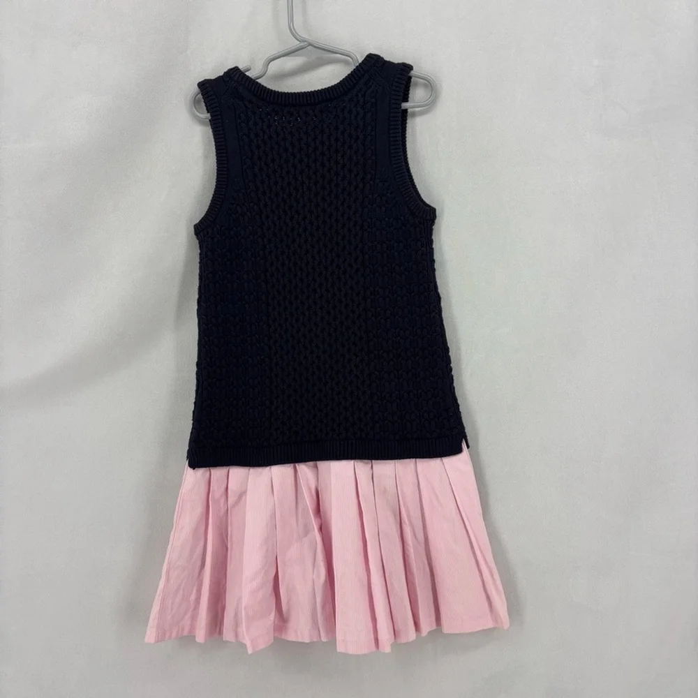 Brooks brothers fleece sweater dress kids girls youth size small navy pink - Picture 3 of 8